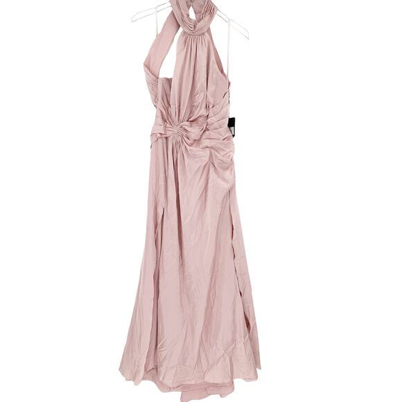 MAC DUGGAL Dress Size 12 Evening Gown Pink Open Back NEW High Neck Side Ruched - Picture 5 of 8